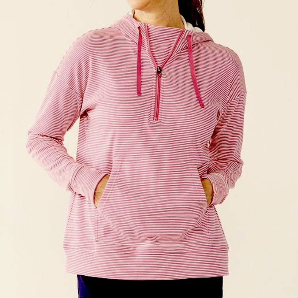Croft & Barrow Pullover Large Hoodie Sweatshirt NWT Pink White Stripe